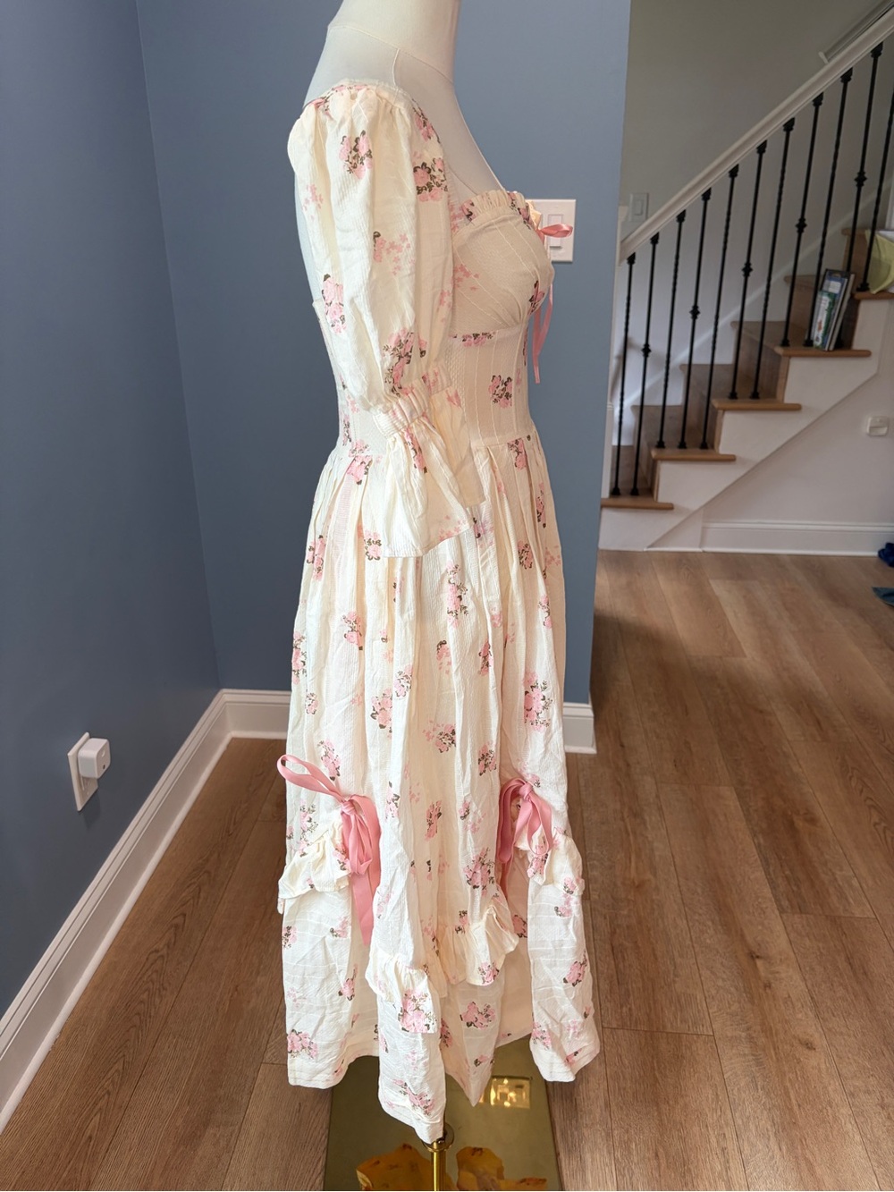 LaceMade Rose’s Smile Corset Dress II Cottagecore Floral Maxi Dress XS - Picture 7 of 11